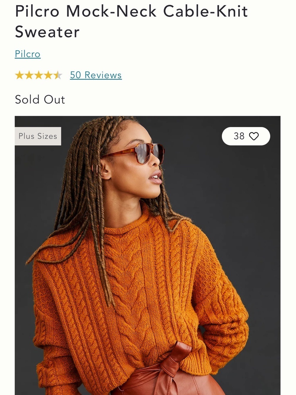 PILCRO Anthropologie Mustard Cable Knit Mock Neck Sweater XS Petite